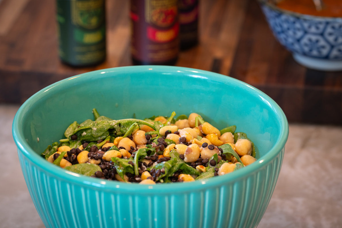Coconut Peanut Lentil and Chickpea Salad