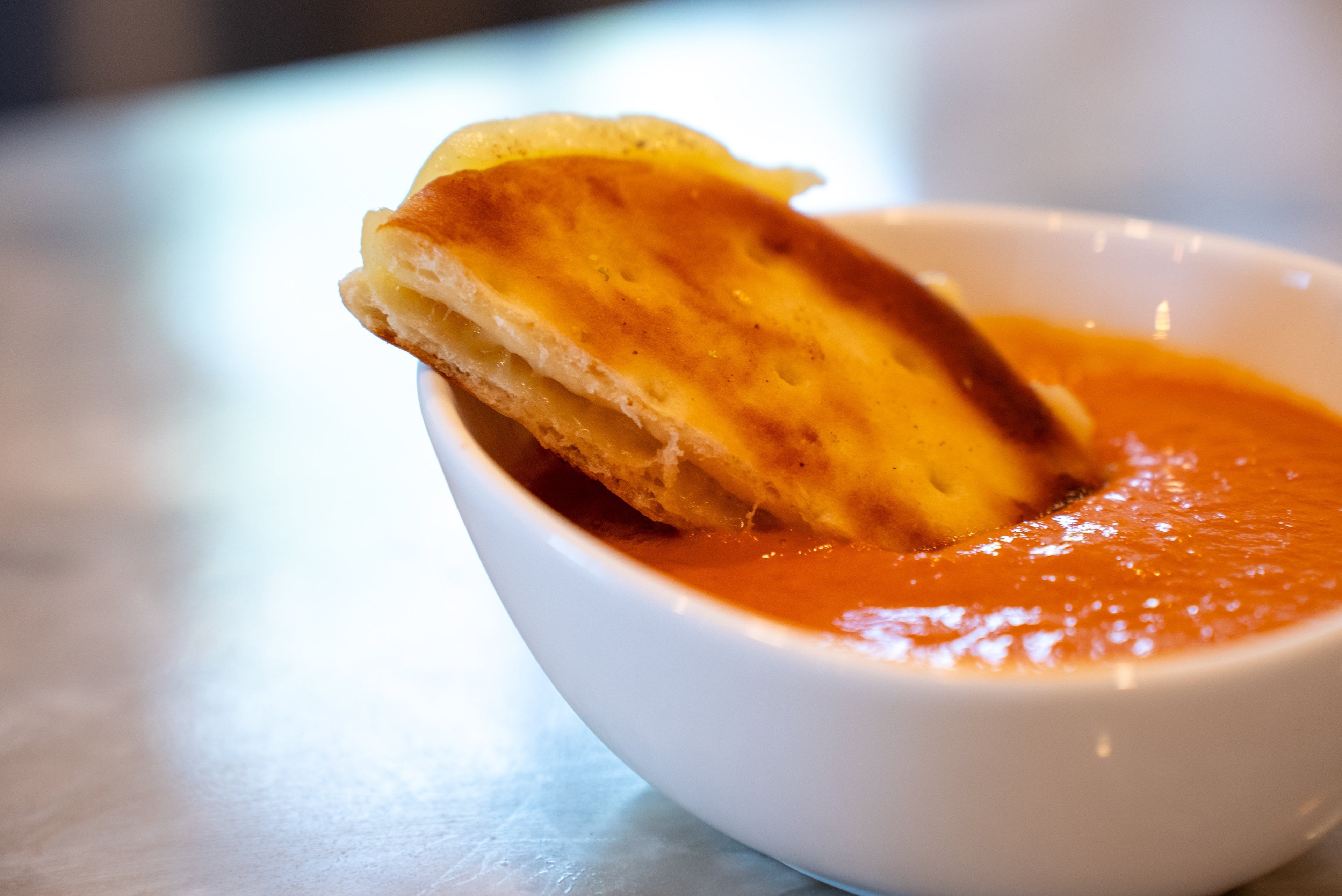 Andhra Tomato Soup and Cheesy Naan